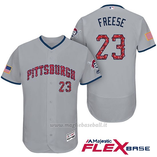 Maglia Baseball Uomo Pittsburgh Pirates 2017 Estrellas y Rayas David Freese Grigio Flex Base